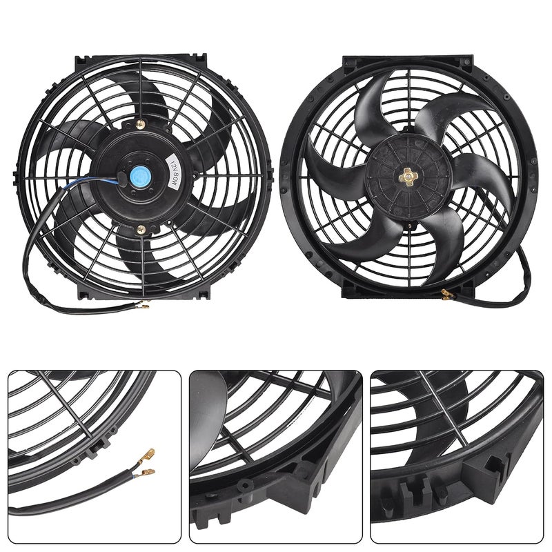 GESEXI 10 Inch Slim Fan Push Pull Electric Radiator Cooling Fan Universal High Performance 12V 80W Motor with Fan Mounting Kit (Black) - Image 3